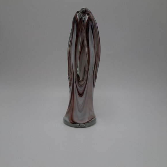 Hand Blown Murano Style Art Glass Vase Brown Swirl Design Mexico Vintage - Picture 7 of 11